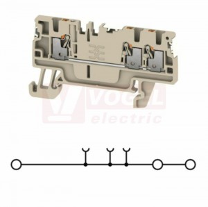 A3C  1,5 DL svorka řadová PUSH-IN, 1,5mm2, béžová, 1/2, 17,5A/500V, š=3,5mm, montáž na DIN lištu TS35 (2674630000) DL = Direct Labeling - svorka je osazená štítky pro přímý popis