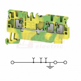 A3C  1,5 PE DL svorka řadová, PUSH-IN, 1,5mm2, zeleno-žlutá, 1/2, š=3,5mm, montáž na DIN lištu TS35 (2674650000) DL = Direct Labeling - svorka je osazená štítky pro přímý popis