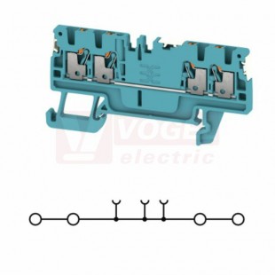 A4C  1,5 DL BL svorka řadová, průchozí, PUSH-IN, 1,5mm2, sv.modrá, 2/2, š=3,5mm, 17,5A/500V, upevnění na DIN lištu TS35 (2674670000) DL = Direct Labeling - svorka je osazená štítky pro přímý popis