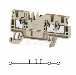 A3C  2,5 DL svorka řadová, PUSH-IN, 2,5mm2, béžová, 1/2, 24A/800V, š=5,1mm, upevnění na TS35 (2674720000) DL = Direct Labeling - svorka je osazená štítky pro přímý popis