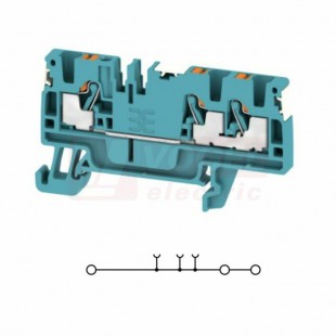 A3C  2,5 DL BL svorka řadová, PUSH-IN 2,5mm2, sv.modrá, 1/2, 24A/800V, š=5,1mm, upevnění na DIN lištu TS35  (2674730000) DL = Direct Labeling - svorka je osazená štítky pro přímý popis