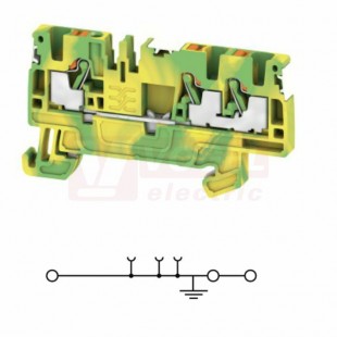 A3C  2,5 PE DL svorka řadová PE, PUSH-IN, 2,5mm², zeleno-žlutá, 1/2, š=5,1mm, upevnění na DIN lištu TS35 (2674740000) DL = Direct Labeling - svorka je osazená štítky pro přímý popis