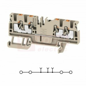 A4C  2,5 DL svorka řadová, PUSH-IN, 2,5mm2, béžová, 2/2, š=5,1mm, 24A/800V, upevnění na DIN lištu TS35 (2674750000) DL = Direct Labeling - svorka je osazená štítky pro přímý popis