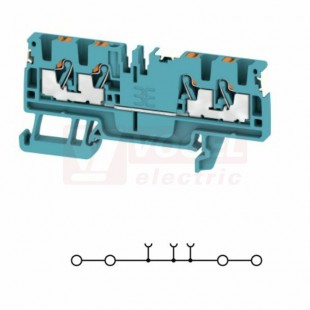 A4C  2,5 DL BL svorka řadová, PUSH-IN, 2,5mm2, sv.modrá, 2/2, š=5,1mm, 24A/800V, upevnění na DIN lištu TS35 (2674760000) DL = Direct Labeling - svorka je osazená štítky pro přímý popis