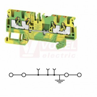 A4C  2,5 PE DL svorka řadová, PUSH-IN 2,5mm2, zeleno-žlutá, 2/2, š=5,1mm, upevnění na DIN lištu TS35 (2674770000) DL = Direct Labeling - svorka je osazená štítky pro přímý popis