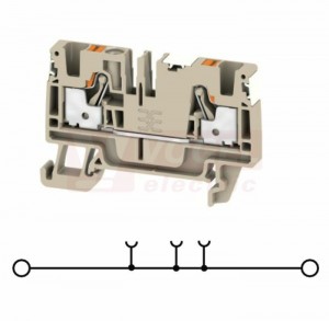 A2C  4 DL svorka řadová PUSH-IN 4mm2, béžová 1/1, š=6,1mm, 800V/32A (2674780000) DL = Direct Labeling - svorka je osazená štítky pro přímý popis