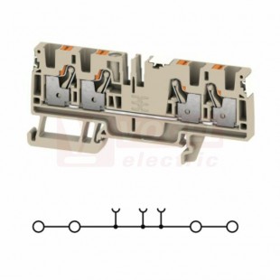 A4C  4 DL svorka řadová, PUSH-IN 4mm2, béžová, 2/2, š=6,1mm, upevnění na DIN lištu TS35 (2674840000) DL = Direct Labeling - svorka je osazená štítky pro přímý popis