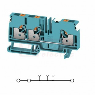 A3C  6 DL BL svorka řadová průchozí, PUSH-IN 6mm2, sv.modrá, 1/2, š=8,1mm, 41A/800V, upevnění na DIN lištu TS35 (2674920000) DL = Direct Labeling - svorka je osazená štítky pro přímý popis