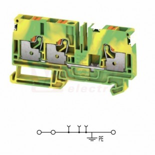 A3C  6 PE DL svorka řadová průchozí, PUSH-IN 6mm2, zeleno-žlutá, 1/2, š=8,1mm, upevnění na DIN lištu TS35 (2674930000) DL = Direct Labeling - svorka je osazená štítky pro přímý popis