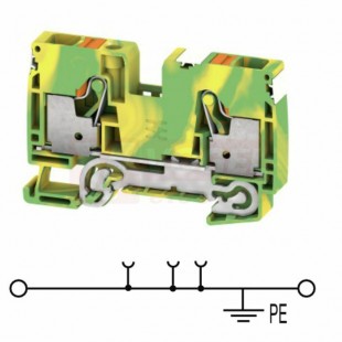 A2C 10 PE DL svorka řadová PUSH-IN 10mm2, PE zeleno/žlutá 1/1, š=10mm (2674960000) DL = Direct Labeling - svorka je osazená štítky pro přímý popis