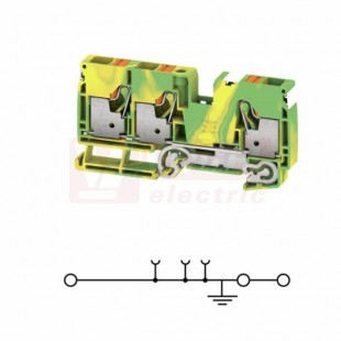 A3C 10 PE DL svorka řadová průchozí, PUSH-IN 10mm2, zeleno-žlutá, 1/2, š=8,1mm, upevnění na DIN lištu TS35 (2674990000) DL = Direct Labeling - svorka je osazená štítky pro přímý popis