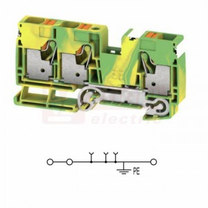 A3C 16 PE DL svorka řadová průchozí, PUSH-IN 16mm2, zeleno-žlutá, 1/2, 1000V, upevnění na DIN lištu TS35 (2675050000) DL = Direct Labeling - svorka je osazená štítky pro přímý popis