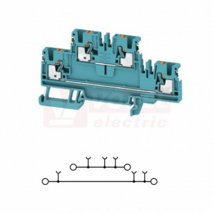 A2T 2,5 DL BL svorka řadová, dvoupatrová, PUSH-IN 2,5mm2, modrá, 24A/800V, š=5,1mm, upevnění na DIN lištu TS35 (2675120000) DL = Direct Labeling - svorka je osazená štítky pro přímý popis