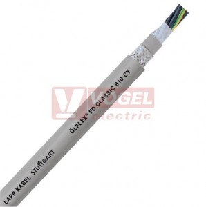 Ölflex Classic FD 810 CY  2x  0,75 kabel stíněný, vysoce flexibilní, šedý vnější plášť z PVC, do energetických řetězů, černé čísl.žíly bez zl/žl (0026219)