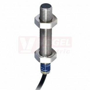 XS508B1PAL2 Indukční čidlo M8, mosaz, Sn=1,5mm, 12…24VDC, délka těla 33mm, stíněný, PNP/NO, kabel 2m, IP67