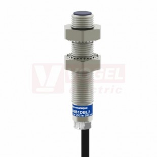 XS608B1NAL2 Indukční čidlo M8, nerez, Sn=2,5mm, 12…48VDC, kabel 2m, délka těla 50mm, stíněný, NPN/NO, IP67