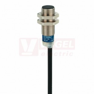 XS612B1MAL5 Indukční čidlo M12, mosaz, Sn=4mm, 24…240VAC/DC, kabel 5m, délka těla 50mm, stíněný, NO, IP68/69K