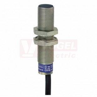 XS612B1NBL2 Indukční čidlo M12, mosaz, Sn=4mm, 12…48VDC, kabel 2m, délka těla 50mm, stíněný, NPN/NO, IP68/69K