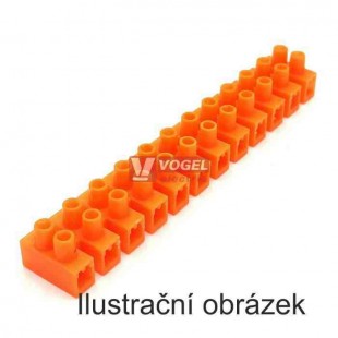 TB-2,5MMPE svorkovnice lámací, oranžová, 12x2,5mm2, 400V, mosazná vložka, pro tvrdé dráty nebo laněné vodiče s dutinkou, délka 94mm