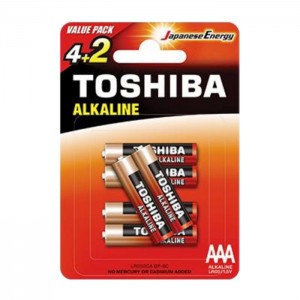 Baterie  1,50 V LR03 mikro alkalická, Toshiba LR03GCA BP-6C, Alkaline-Entry Level", blistr/6ks (vel.AAA)