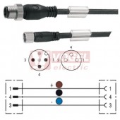 SAIL-M12G-M8BGS-3-10U konektor M12/3-pin/vidl/přímý - kabel ČE PUR do vlečného řetězu 3x0,34mm2 L=10m - konektor M8/3-pin/zás/přímý (9457771000)