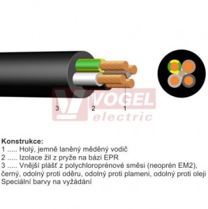 H07RN-F  3x 25+16 kabel pryžový (A07RN-F provedení B)