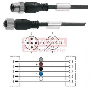 SAIL-M12GM12G-5-10V konektor M12/5-pin/vidl/přímý - kabel ČE PVC 5x0,34mm2 L=10m - konektor M12/5-pin/zás/přímý (1925321000)