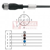 SAIL-M12BG-5-10V konektor M12/5-pin/zás/přímý - kabel ČE PVC 5x0,34mm2 L=10m - volný konec (1925591000)