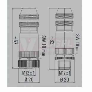 SAISM-4/8S-M12-4P D-COD konektor M12/4pin/vidl/přímý, kov.tělo, D-kódování, šroubové připojení, pro montáž 0,25-0,75mm2, sevření 6-8mm, pro Industrial Ethernet, pozlacené kontakty, IP67 (1892120000)