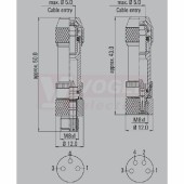 SAIBM-M8-3P(TL) konektor M8/3pin/zás/přímý, metalický, pájené připojení A-kódování, pro montáž 0,25mm2, sevření 3,5-5,5mm, pozlacené kontakty, IP67 (1921010000)