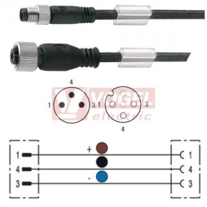 SAIL-M8GM12G-3-5.0U konektor M8/3-pin/vidl/přímý - kabel ČE PUR do vlečného řetězu 3x0,25mm2 L=5m - konektor M12/3-pin/zás/přímý (1937950500)