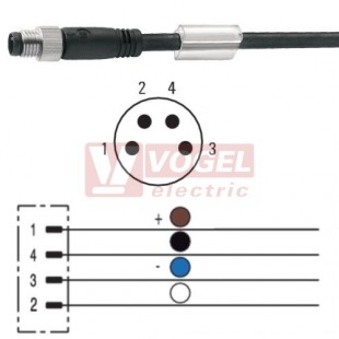 SAIL-M8G-4-5.0V konektor M8/4-pin/vidl/přímý - kabel ČE PVC 4x0,25mm2 L=5m - volný konec (1927250500)