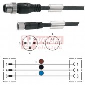 SAIL-M12GM8G-3-1.5V konektor M12/3-pin/vidl/přímý - kabel ČE PVC 3x0,25mm2 L=1,5m - konektor M8/3-pin/zás/přímý (1938170150)