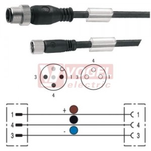 SAIL-M12GM8G-3-10V konektor M12/3-pin/vidl/přímý - kabel ČE PVC 3x0,25mm2 L=10m - konektor M8/3-pin/zás/přímý (1938171000)