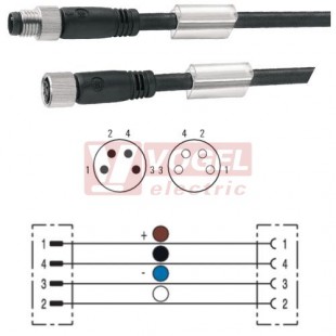 SAIL-M8GM8G-4-1.5V konektor M8/4-pin/vidl/přímý - kabel ČE PVC 4x0,25mm2 L=1,5m - konektor M8/4-pin/zás/přímý (1927160150)