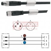 SAIL-M8GM8G-3-1.5V konektor M8/3-pin/vidl/přímý - kabel ČE PVC 3x0,25mm2 L=1,5m - konektor M8/3-pin/zás/přímý (1927150150)