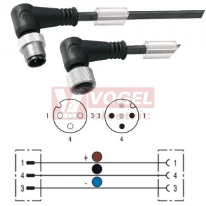 SAIL-M12WM12W-3-5.0U konektor M12/3-pin/vidl/úhlový - kabel ČE PUR do vlečného řetězu 3x0,34mm2 L=5m - konektor M12/3-pin/zás/úhlový (1815670500)