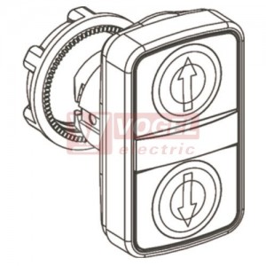 ZB5AW7A1714 Hlavice stiskací dvoutlačítková,  BÍ "šipka nahoru" lícující / signálka bílá / BÍ "šipka dolů" lícující