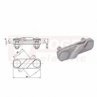 SR 3d    svorka páska-drát diagonální Fe/Zn, souběžné a křížové spojení zemnící pásky a kruhového vodiče (V126)