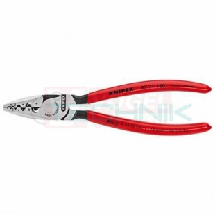 LK-D 02516 9771180 KNIPEX Lisovací kleště na dutinky pro průřezy 0,25-16 mm2 s izolací i bez izolace, tvar lisu U, rukojeť potažené PVC, délka kleští 180mm