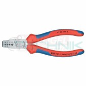 LK-D 0525 P 9762145A KNIPEX Lisovací kleště na dutinky s izolací i bez izolace pro průřezy 0,25-2,5mm2, tvar lisu kosočtverec, dvoukomponentní rukojeť (K4), délka kleští 145mm