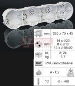 KP 64/4_KA krabice přístrojová, 4-nás., pod omítku, š/v/hl 283x71x45mm, PVC