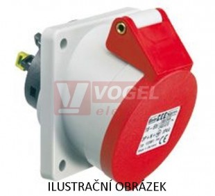 Zásuvka vestavná 4P  16A 400V IP44 6h šikmá [12735] Quick-Connect, bezšroubové svorky