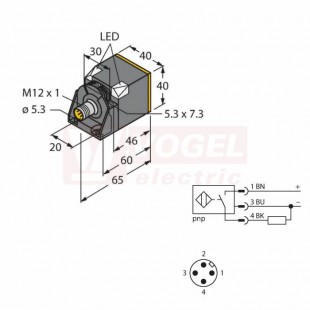 Ni50U-CK40-AP6X2-H1141 snímač indukční se zvýšenou spínací vzdáleností, kvádrový, Sn=50mm, stíněný, výška 40mm, PNP/NO, plast, konektor M12x1mm, 10-30VDC,  (1625837)