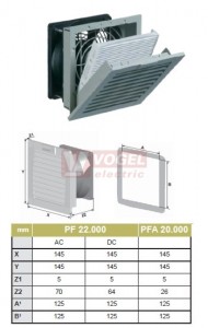 PF 22.000 IP54  115VAC, RAL7035, UL (7700005547) otvor 125x125mm, ventilátor s filtr.vložkou 44m3/h