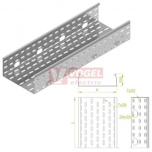 Žlab perf šxv 300x100 KOP300H100/3N  š300x v 100mm,  otvory v bočnici, tl.1,5mm (111230)