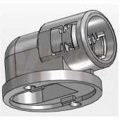 PAFOB-48 konektor přírubový, úhlový 90°, černá, PA6, pro chráničku NW48