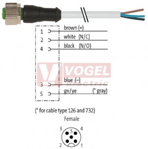 7000-12241-2350500 konektor M12/5-pin/zás/přímý - kabel ŠE PUR 5x0,34mm2 L=5,0m - volný konec