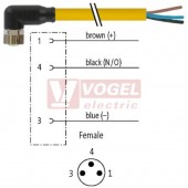 7000-08081-0300150 konektor M8/3-pin/zás/úhlový - kabel ŽL PUR 3x0,25mm2 L=1,5m - volný konec