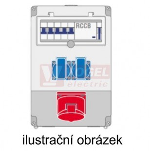 Z59.201/FI zásuvková kombinace, 2x zás.230V/16A, 1x zás. 5P/32A/400V, 2x jistič 1P/16A, 1x jistič 3P/32A, chrá. 4P/40A/30mA